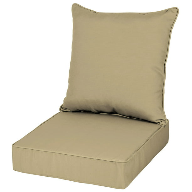 Khaki 24"x26"x5" Love Sofa Deep Seat Cushion Back Rest Pillow Outdoor 